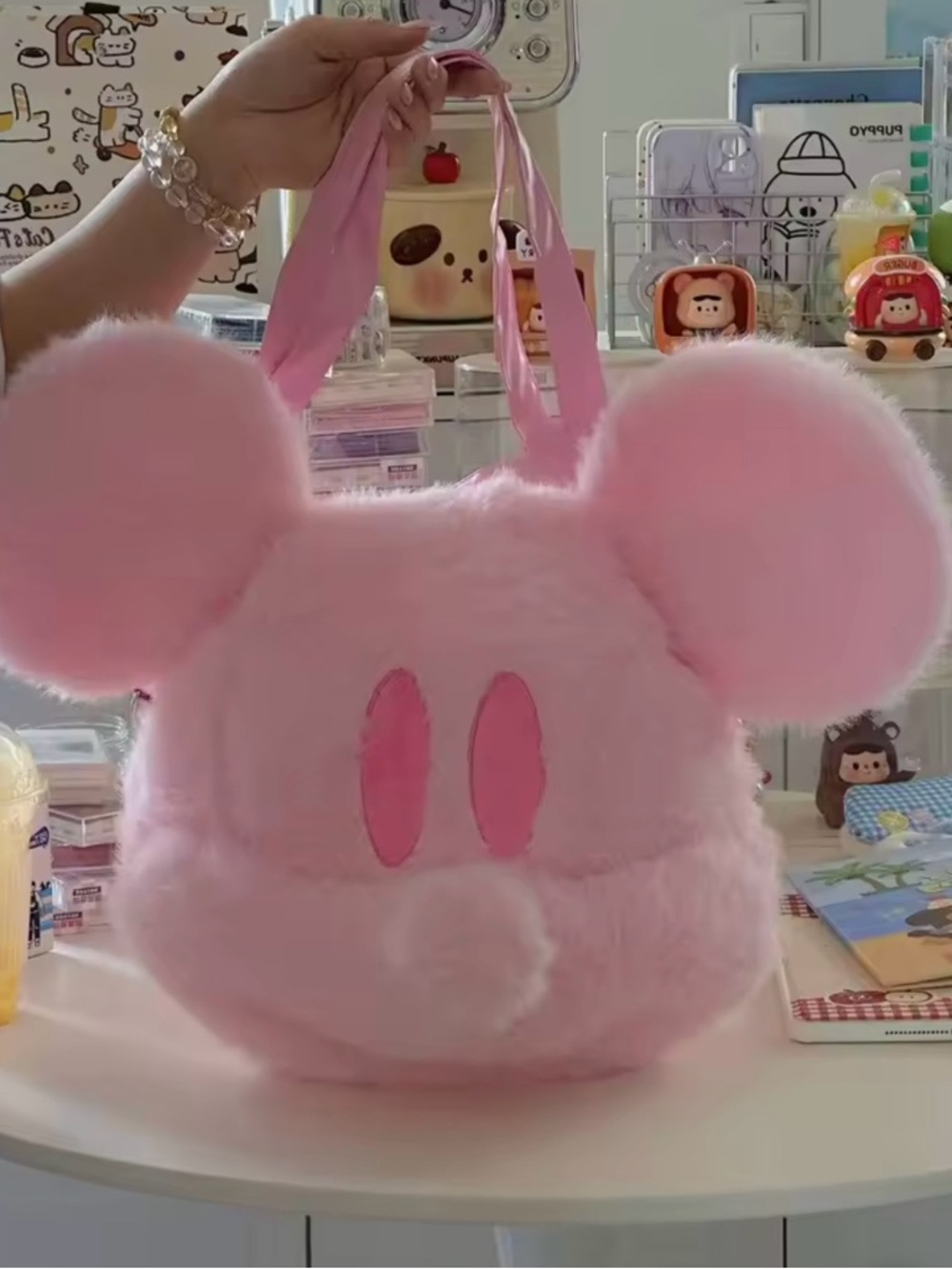 Disney Pink Plush Mickey Ear Crossbody Bag